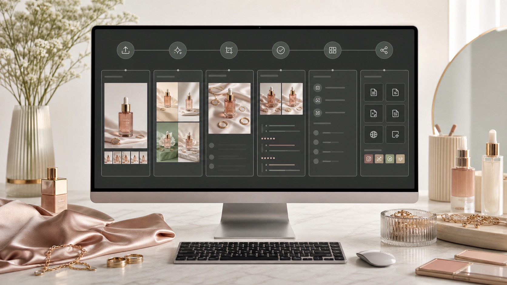 最佳 AI 商品攝影軟體與電商圖片工作流 | Rewarx Studio AI - Rewarx Studio AI 把生成、審核、壓縮、命名、元資訊和發布準備連接成一個可控流程。