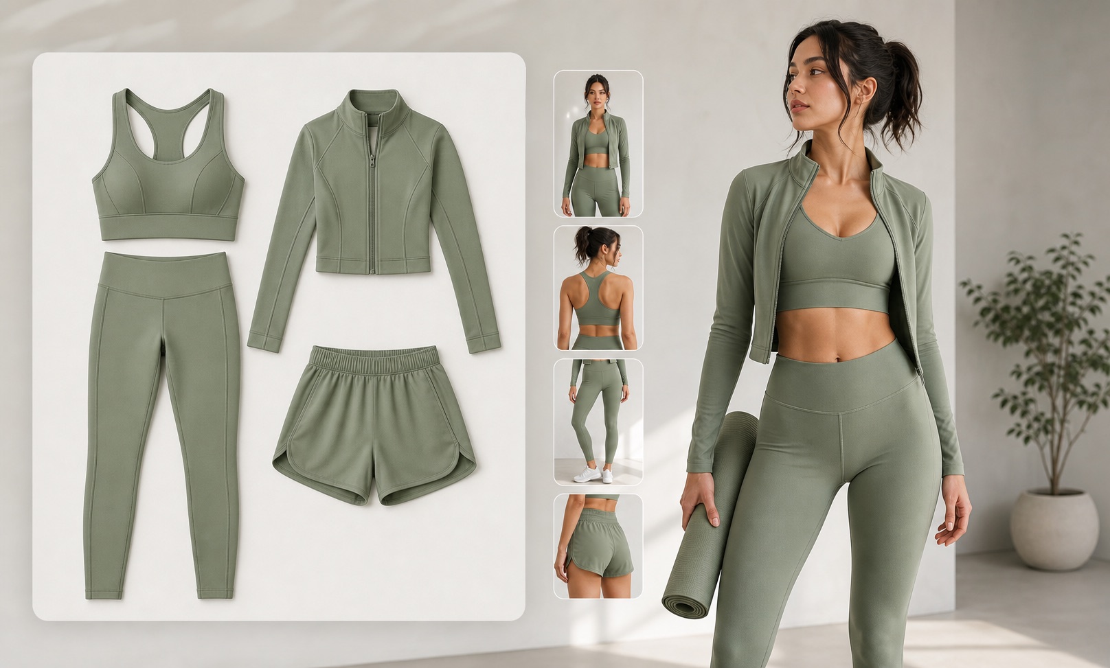 Rewarx Studio AI Shopify activewear-billedgenerator: Skab Shopify-activewear-billeder hvor stof, form og produktdetaljer er tydelige Rewarx Studio AI Shopify activewear-billedgenerator: Skab Shopify-activewear-billeder hvor stof, form og produktdetaljer er tydelige
