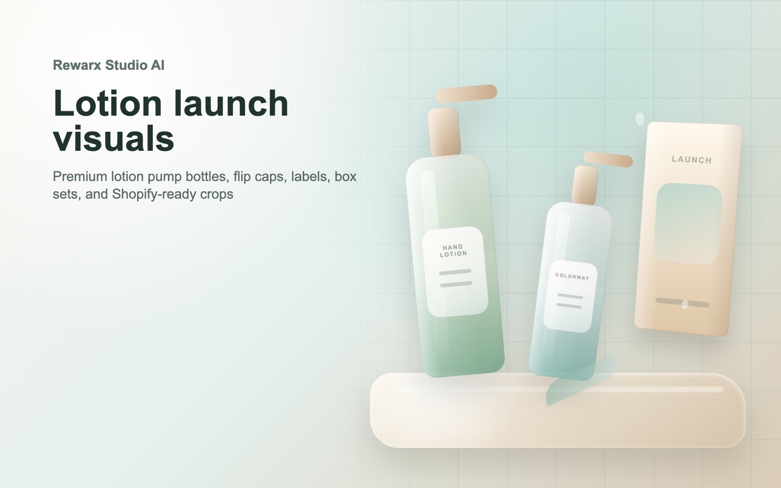 Rewarx Studio AI Shopify mockup-generator til lotion-flaskeflasker: Hvor lotion-flaske-mockups understøtter Shopify-salg Rewarx Studio AI Shopify mockup-generator til lotion-flaskeflasker: Hvor lotion-flaske-mockups understøtter Shopify-salg