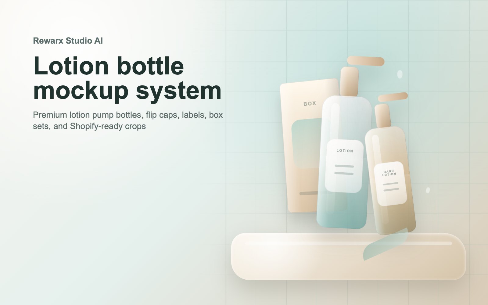 Rewarx Studio AI Shopify mockup-generator til lotion-flaskeflasker: Skab Shopify lotion-flaske-mockups hvor den rigtige SKU er nem at kontrollere Rewarx Studio AI Shopify mockup-generator til lotion-flaskeflasker: Skab Shopify lotion-flaske-mockups hvor den rigtige SKU er nem at kontrollere