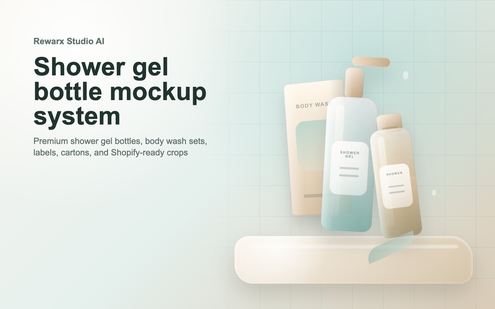 Rewarx Studio AI Shopify douchegel fles mockup generator: Maak Shopify douchegel fles mockups waarin de echte SKU goed controleerbaar blijft Rewarx Studio AI Shopify douchegel fles mockup generator: Maak Shopify douchegel fles mockups waarin de echte SKU goed controleerbaar blijft