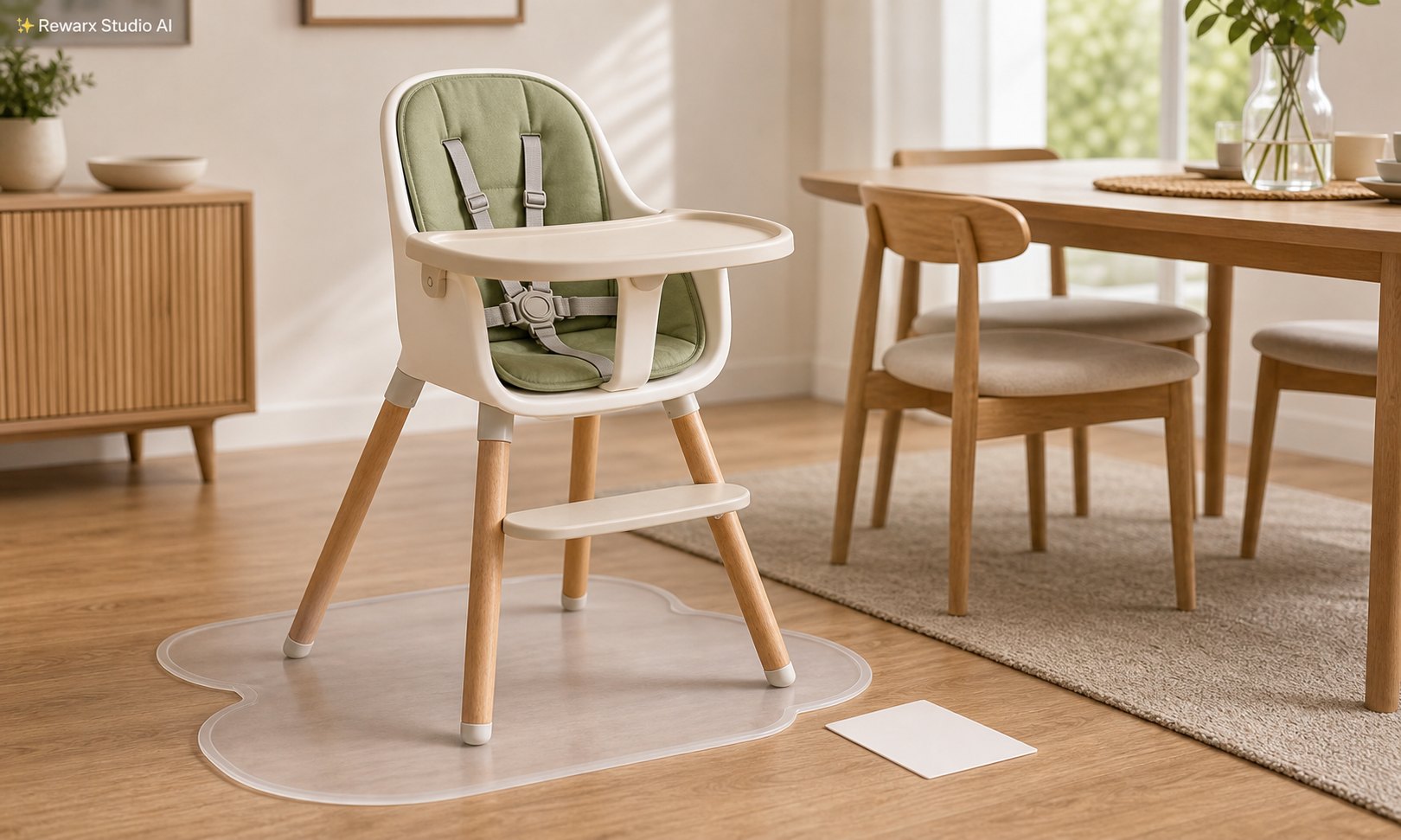 Detska zidlicka stolovani domov vizualni sablona - baby feeding gear - calm family dining hero - Rewarx Visual Content Library