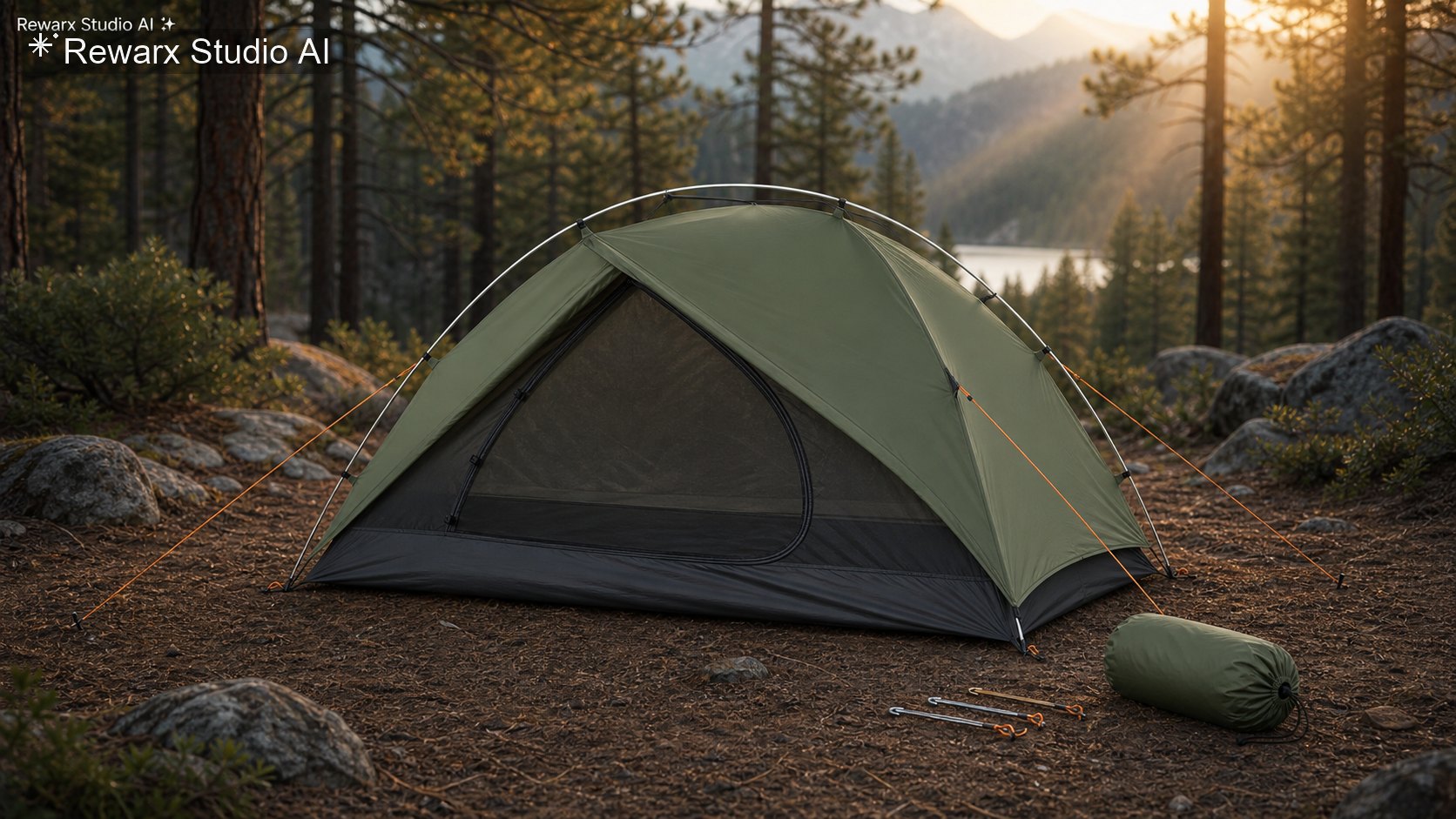 Kempingovy stan trail campsite vizualni sablona - outdoor gear - premium trail campsite gear hero - Rewarx Visual Content Library