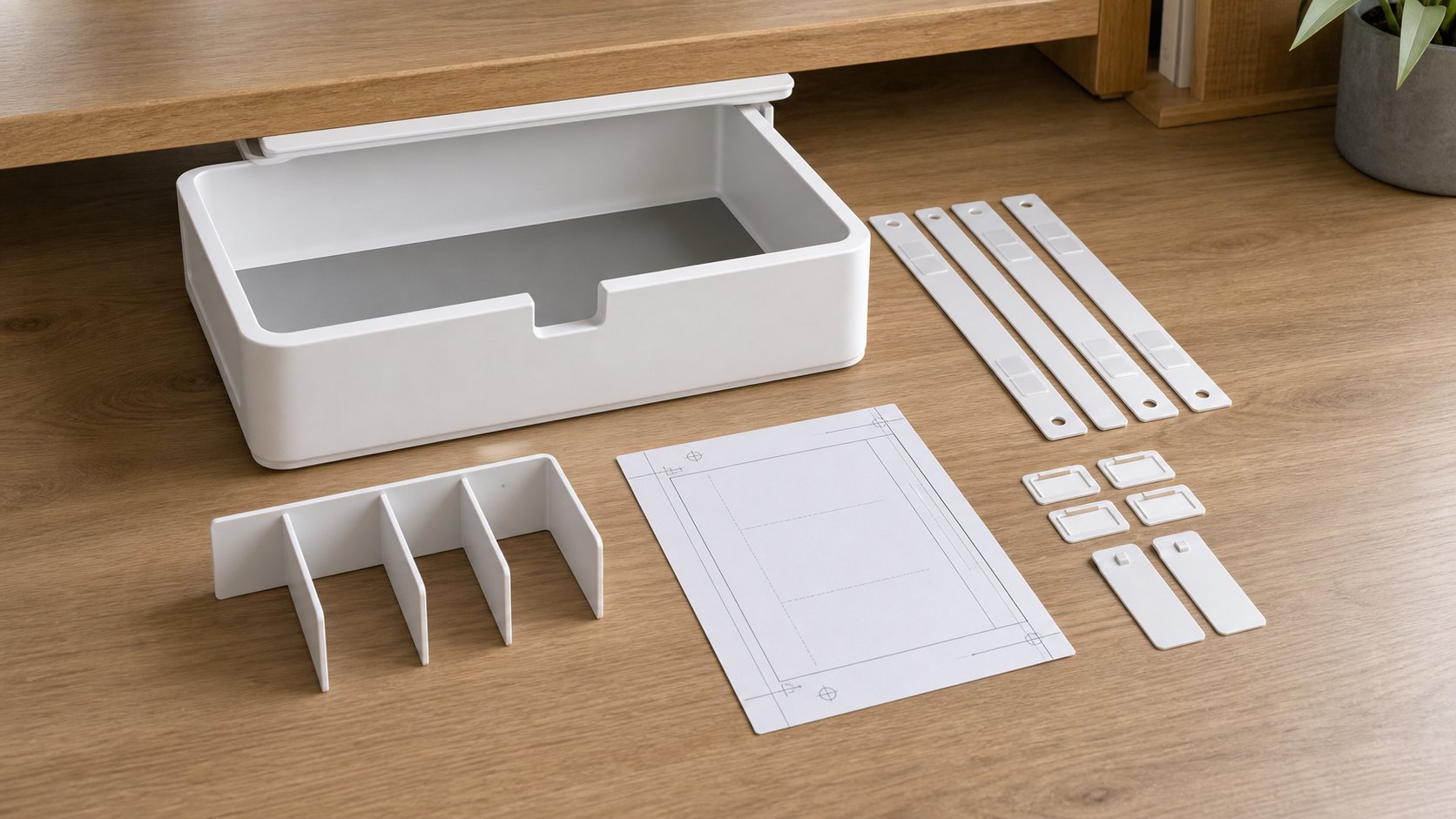 Schreibtisch unter Regalschublade, Heimbüro | Rewarx Studio AI Shopify Ablaufbild Schreibtisch unter Regalschublade, Heimbüro | Rewarx Studio AI Shopify Ablaufbild