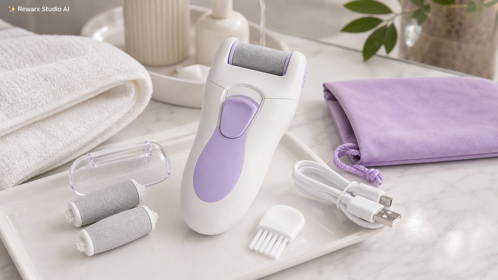 Elektricky odstranovac ztvrdle kuze pece o nohy vizualni sablona - personal care - clean spa foot-care hero - Rewarx Visual Content Library
