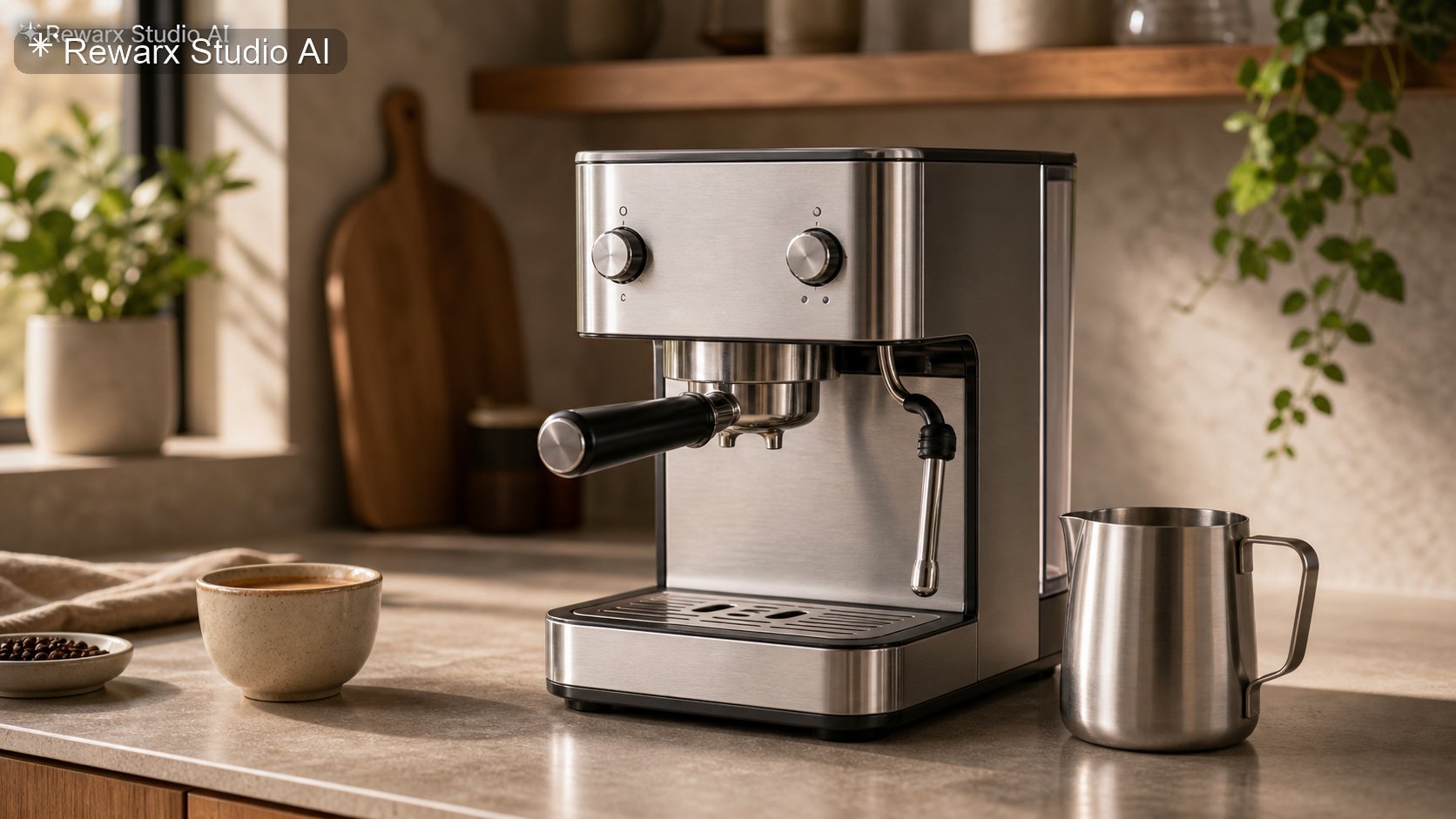 Espresso machine kitchen counter visual template - Editorial campaign visual Espresso machine kitchen counter visual template - Editorial campaign visual