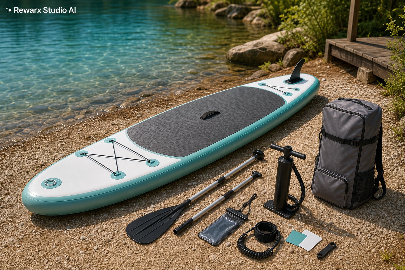 Aufblasbares Paddleboard Sommer See Visual-Vorlage - Editoriales Kampagnenbild Aufblasbares Paddleboard Sommer See Visual-Vorlage - Editoriales Kampagnenbild