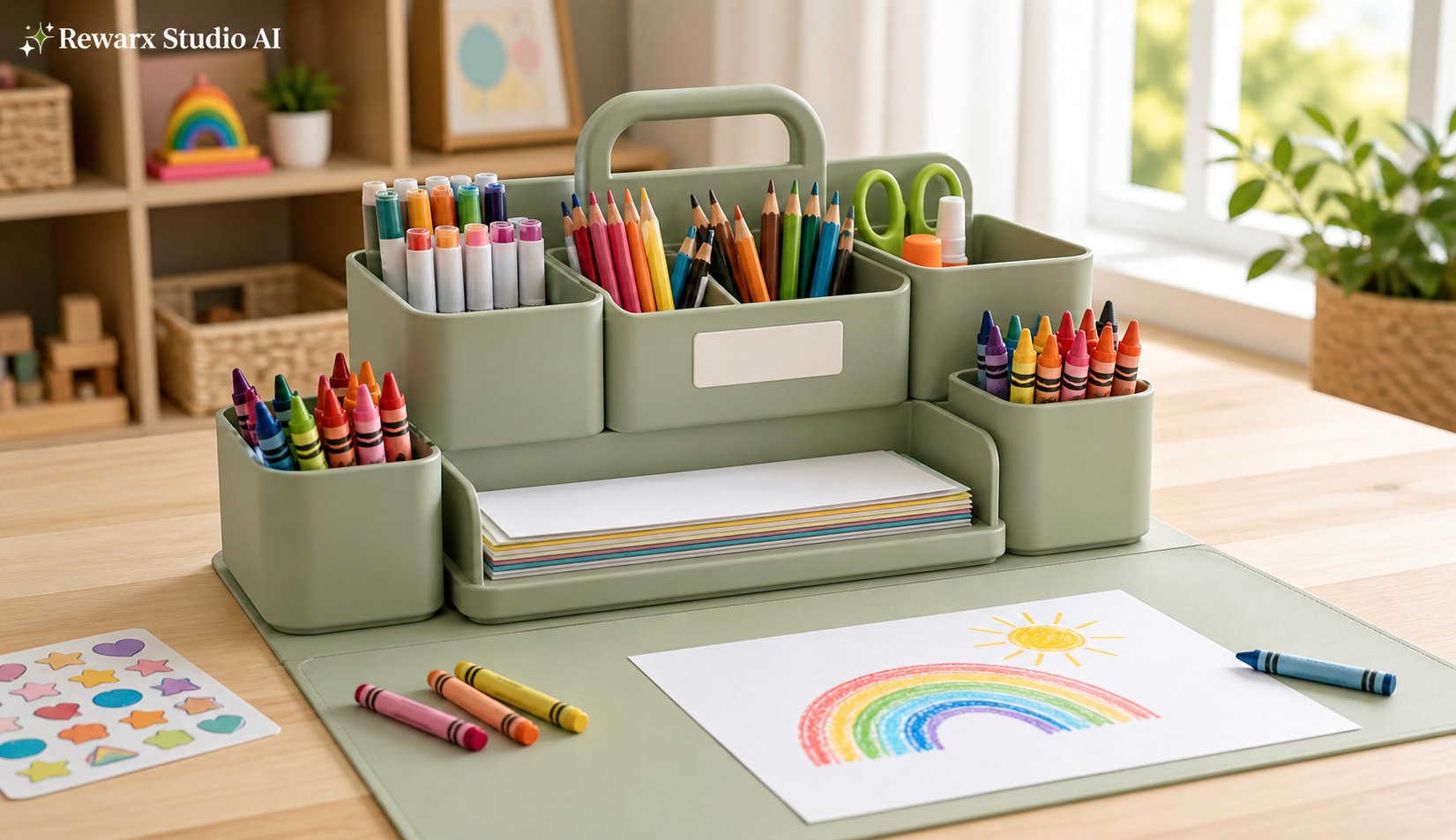 dětská herna s caddy vizualni sablona - kids organization - playroom art caddy hero - Rewarx Visual Content Library