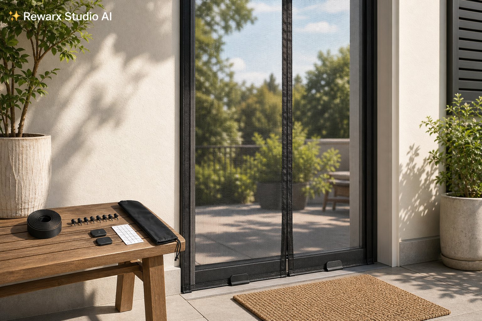 Usa plasa magnetica terasa sablon vizual - patio door accessories - airy patio doorway hero - Rewarx Visual Content Library