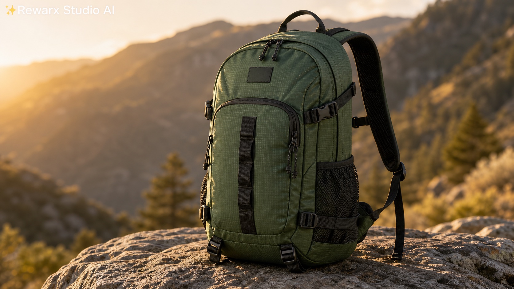 Outdoor sirt cantasi trail gear gorsel sablonu - outdoor gear - premium trail gear product hero - Rewarx Visual Content Library