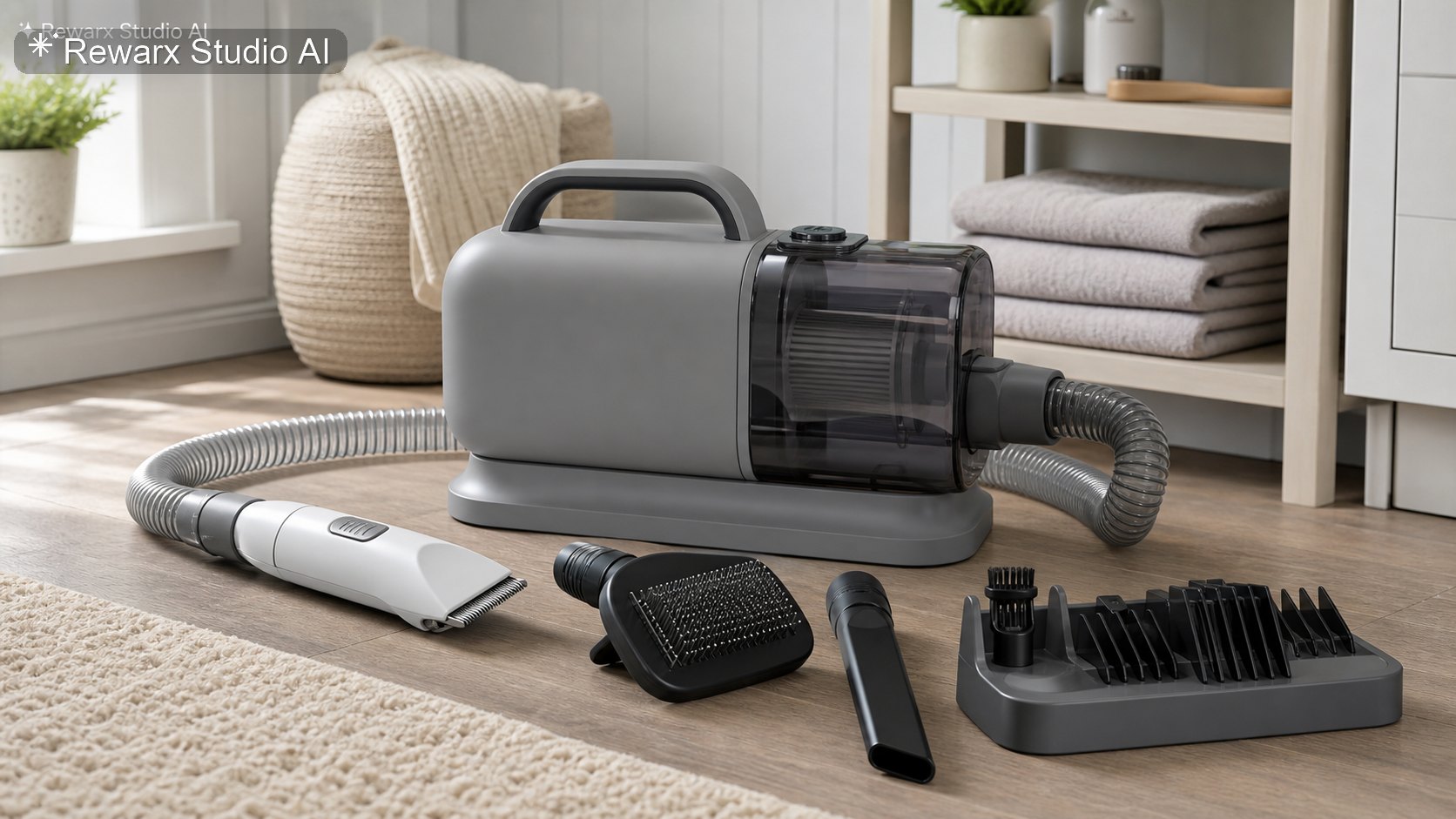 Vysavac pro grooming mazlicku domu vizualni sablona - pet care appliances - clean home pet grooming hero - Rewarx Visual Content Library