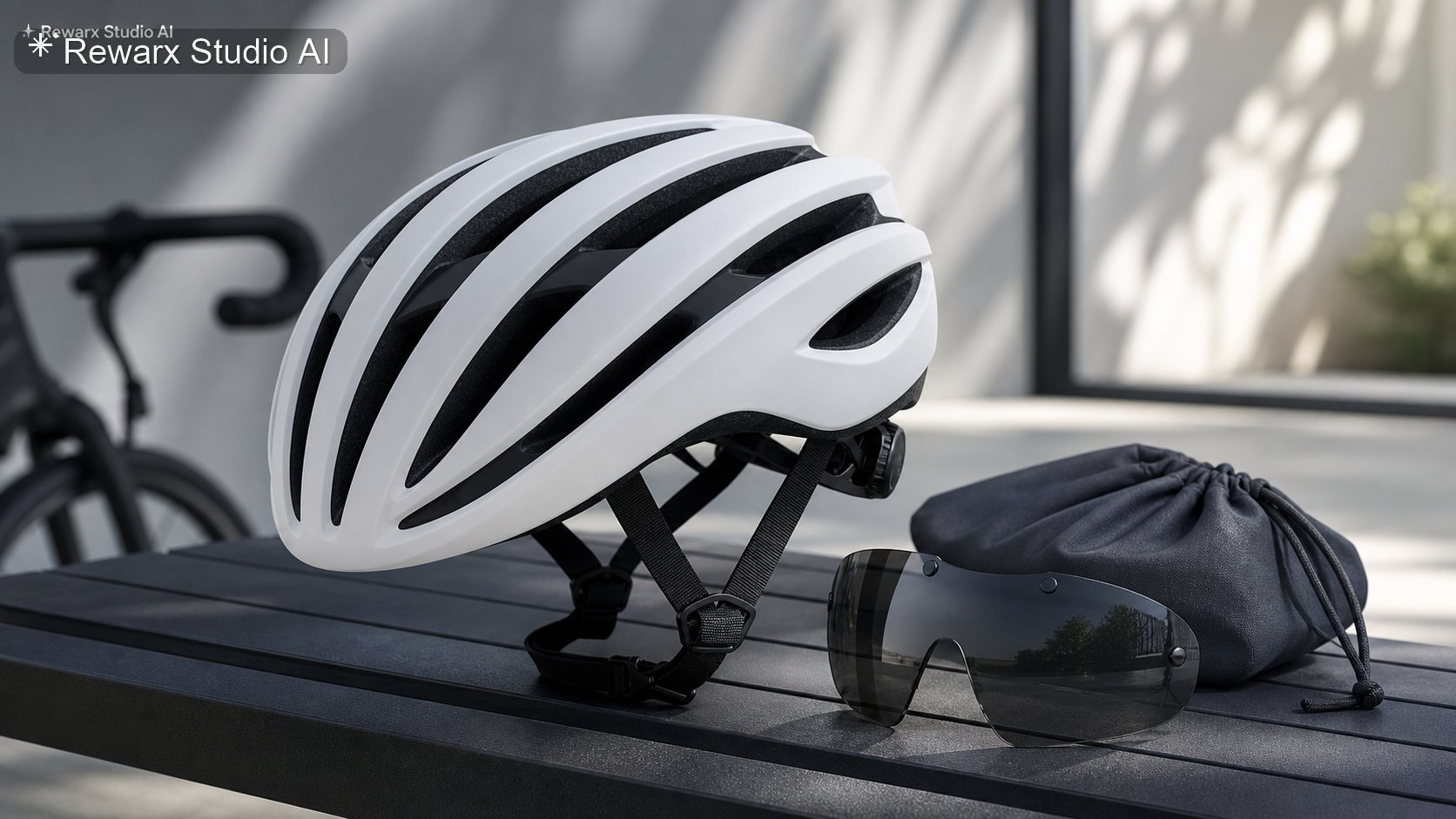 Yol bisikleti kaski bisiklet ekipmani gorsel sablonu - cycling gear - technical cycling gear hero - Rewarx Visual Content Library