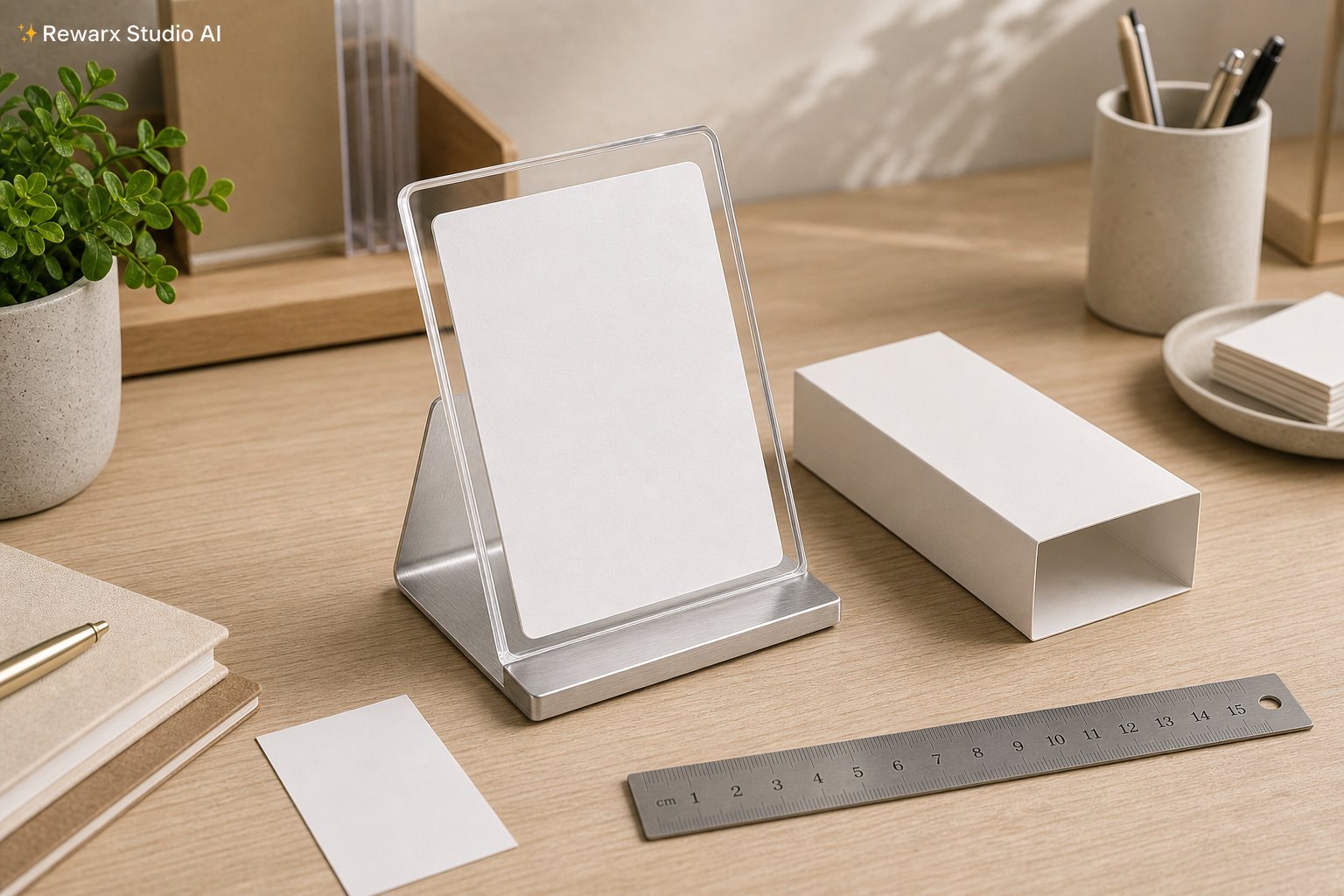 stojan na pracovní desku vizualni sablona - retail display - Countertop Display Stand Product-Readable Use Scene - Rewarx Visual Content Library