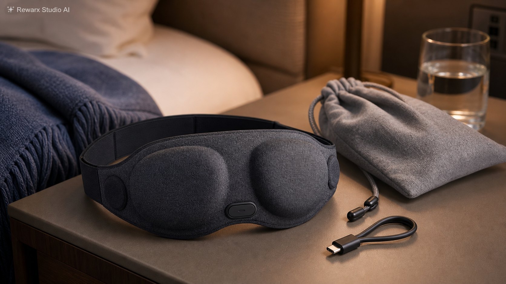 Schlafkopfhoerer Augenmaske Travel Wellness Visual-Vorlage - travel wellness - calm travel sleep hero - Rewarx Visual Content Library