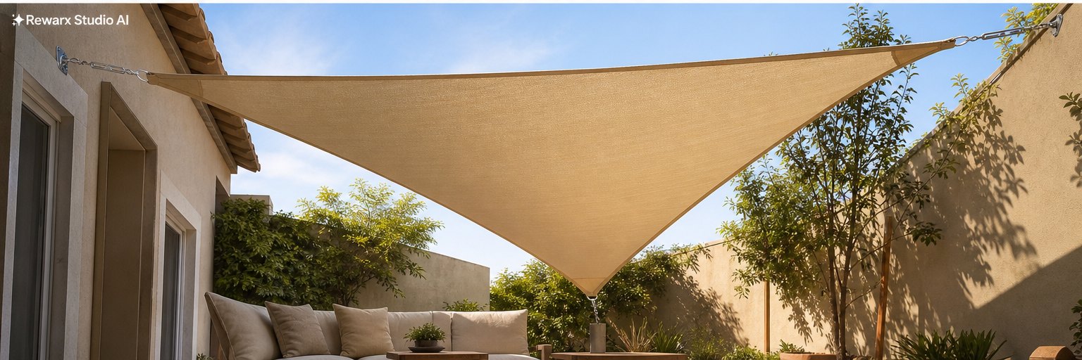 Sonnenschutzsegel Terrasse im Freien Visual-Vorlage - patio decor - patio shade sail hero - Rewarx Visual Content Library