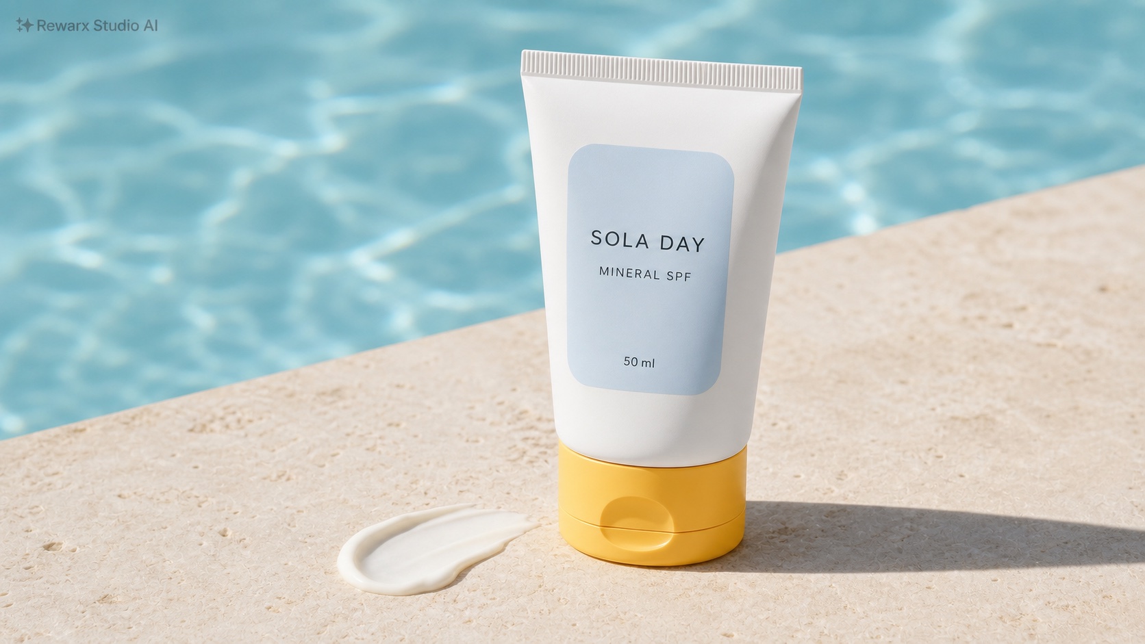Gunes kremi tupu icin parlak outdoor gorsel - skincare - bright outdoor SPF product hero - Rewarx Visual Content Library
