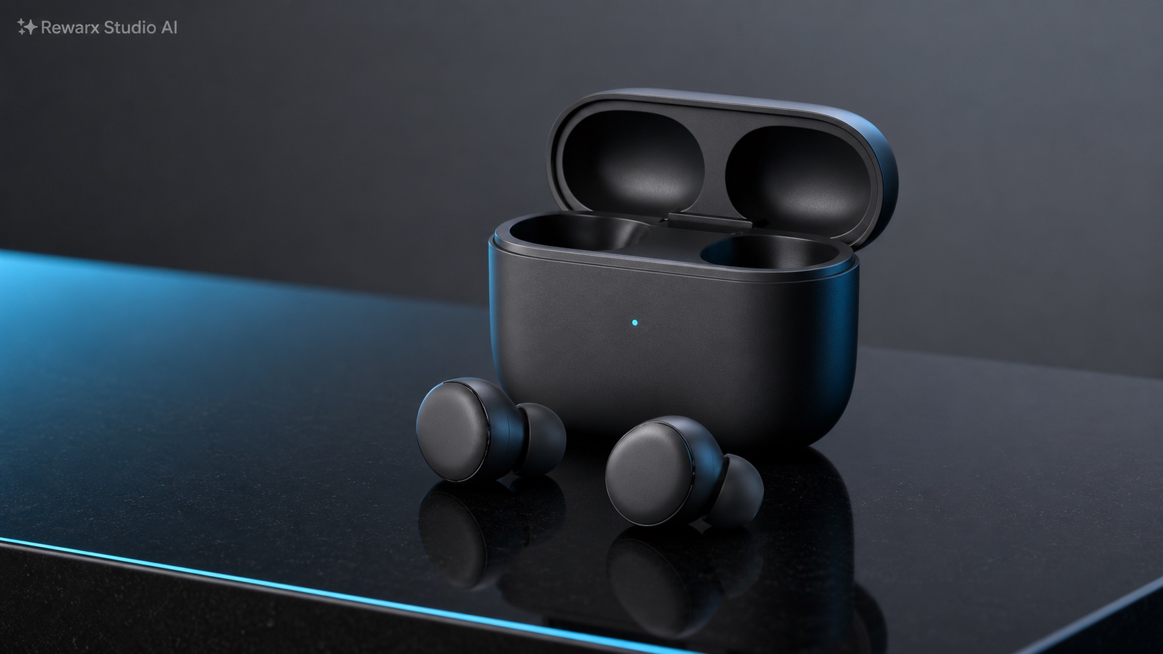 无线耳机高级科技生活方式视觉模板 - consumer electronics - premium tech material still life - Rewarx Visual Content Library